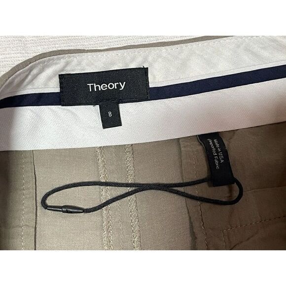 Theory Alldrew Neutral Khaki Dress Pants Flat front Linen Women’s Size 8 - Picture 3 of 7